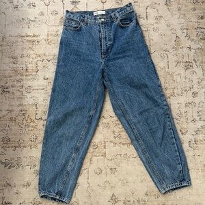 ZARA Mid-Blue High-Waist barrel  Denim Jeans